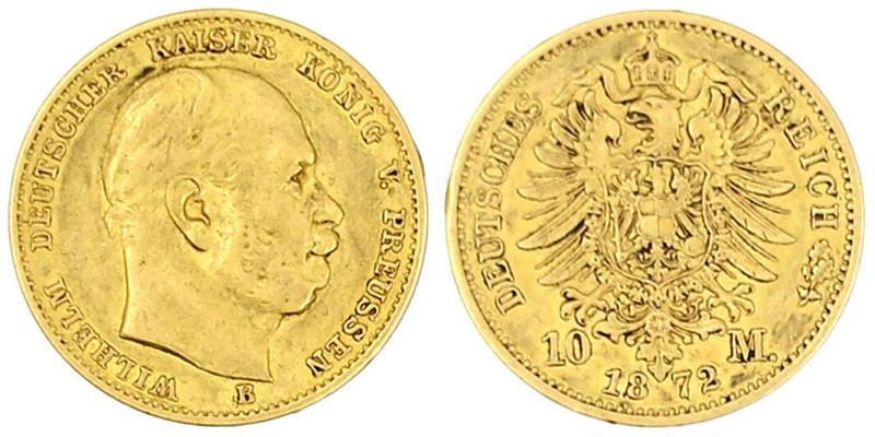 Reichsgoldmünzen

Preußen

Wilhelm I., 1861-1888

10 Mark 1872 B. sehr sch...