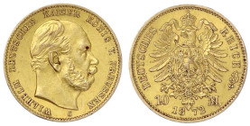 Reichsgoldmünzen

Preußen

Wilhelm I., 1861-1888

10 Mark 1872 C. sehr schön/vorzüglich, kl. Randfehler. Jaeger 242.