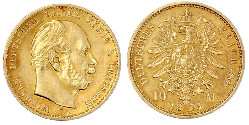 Reichsgoldmünzen

Preußen

Wilhelm I., 1861-1888

10 Mark 1873 A. vorzügli...