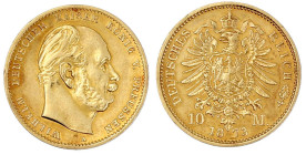Reichsgoldmünzen

Preußen

Wilhelm I., 1861-1888

10 Mark 1873 A. vorzüglich, etwas berieben. Jaeger 242.