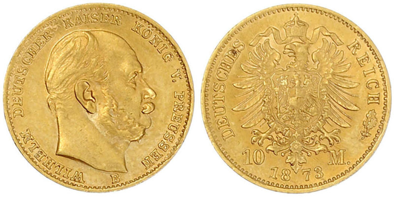 Reichsgoldmünzen

Preußen

Wilhelm I., 1861-1888

10 Mark 1873 B. vorzügli...