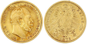 Reichsgoldmünzen

Preußen

Wilhelm I., 1861-1888

20 Mark 1872 B. gutes vorzüglich. Jaeger 243.