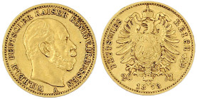 Reichsgoldmünzen

Preußen

Wilhelm I., 1861-1888

20 Mark 1873 A. gutes sehr schön. Jaeger 243.
