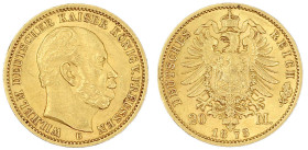Reichsgoldmünzen

Preußen

Wilhelm I., 1861-1888

20 Mark 1873 B. gutes vorzüglich, kl. Randfehler. Jaeger 243.