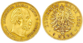Reichsgoldmünzen

Preußen

Wilhelm I., 1861-1888

5 Mark 1878 A. sehr schön/vorzüglich. Jaeger 244.