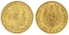 Reichsgoldmünzen

Preußen

Wilhelm I., 1861-1888

20 Mark 1888 A. Dreikaiserjahr. vorzüglich. Jaeger 246.