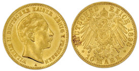 Reichsgoldmünzen

Preußen

Wilhelm II., 1888-1918

10 Mark 1898 A. vorzüglich/Stempelglanz. Jaeger 251.