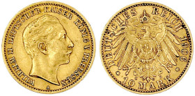 Reichsgoldmünzen

Preußen

Wilhelm II., 1888-1918

10 Mark 1906 A. sehr schön/vorzüglich. Jaeger 251.