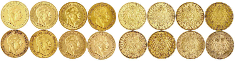 Reichsgoldmünzen

Preußen

Wilhelm II., 1888-1918

8 versch. 10 Mark: 1893...