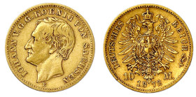 Reichsgoldmünzen

Sachsen

Johann, 1854-1873

10 Mark 1872 E. sehr schön. Jaeger 257.