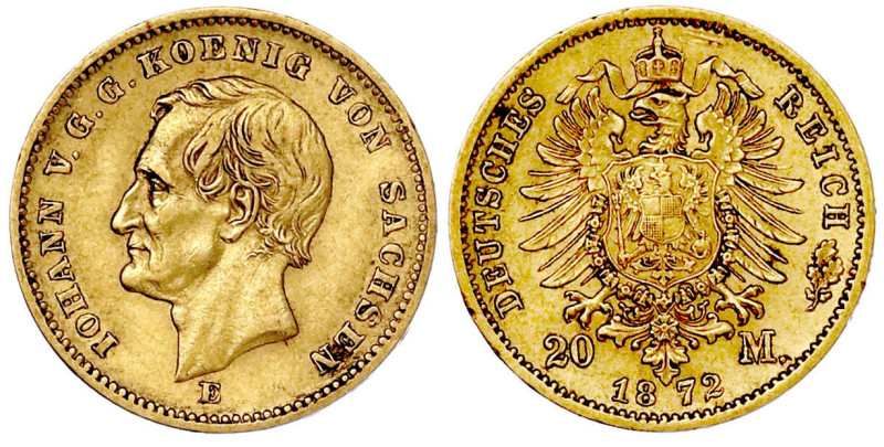 Reichsgoldmünzen

Sachsen

Johann, 1854-1873

20 Mark 1872 E. gutes sehr s...