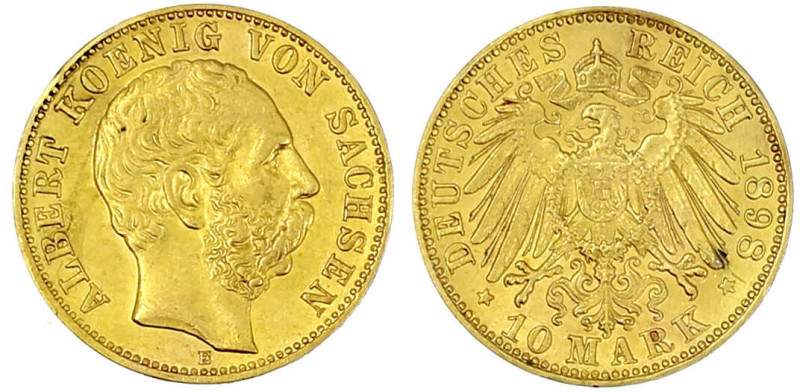 Reichsgoldmünzen

Sachsen

Albert, 1873-1902

10 Mark 1898 E. vorzüglich, ...