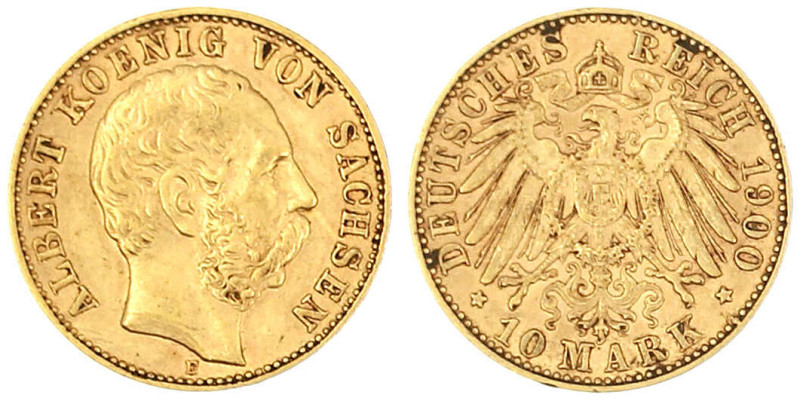 Reichsgoldmünzen

Sachsen

Albert, 1873-1902

10 Mark 1900 E. sehr schön. ...