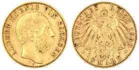 Reichsgoldmünzen

Sachsen

Albert, 1873-1902

10 Mark 1900 E. sehr schön. Jaeger 263.