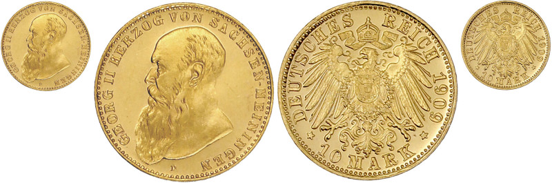 Reichsgoldmünzen

Sachsen/-Meiningen

Georg II., 1866-1914

10 Mark 1909 D...