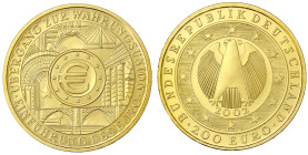 Goldmünzen der Bundesrepublik Deutschland

Euro, ab 2002

200 Euro 2002 D. Währungsunion. 1 Unze Feingold. Auflage 20000 Ex. In Originalschatulle ...