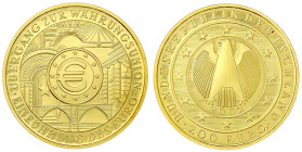 Goldmünzen der Bundesrepublik Deutschland

Euro, ab 2002

200 Euro 2002 F. Währungsunion. 1 Unze Feingold. Auflage 20000 Ex. In Originalschatulle ...
