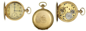Uhren aus Gold

Taschenuhren

Herrensavonette Gelbgold 585/1000, um 1913/1922. Hersteller Glashütte OLIW, Dresden. 51 mm; 86,05 g. Deckel graviert...