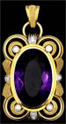 Schmuck und Accessoires aus Gold

Colliers und Halsketten

Anhänger Gelbgold 585/1000 mit großem Amethyst im Ovalschliff (17 x 26 x 8 mm) und 10 B...