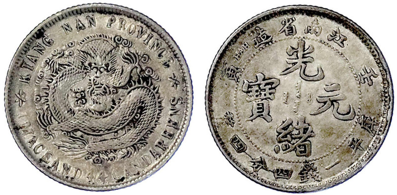 CHINA und Südostasien

China

Qing-Dynastie. De Zong, 1875-1908

20 Cents ...