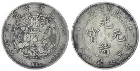 CHINA und Südostasien

China

Qing-Dynastie. De Zong, 1875-1908

Dollar (Yuan) o.J. (1908), Tai Ching Ti Kuo (Tientsin). 26,61 g. fast sehr schö...