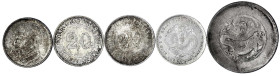 CHINA und Südostasien

China

Lots bis 1949

5 Silbermünzen: Kwangtung 20 Cents Guang Xu, Jahr 9, Jahr 11, Jahr 18, Yunnan 1/2 Dollar 1911. sehr...