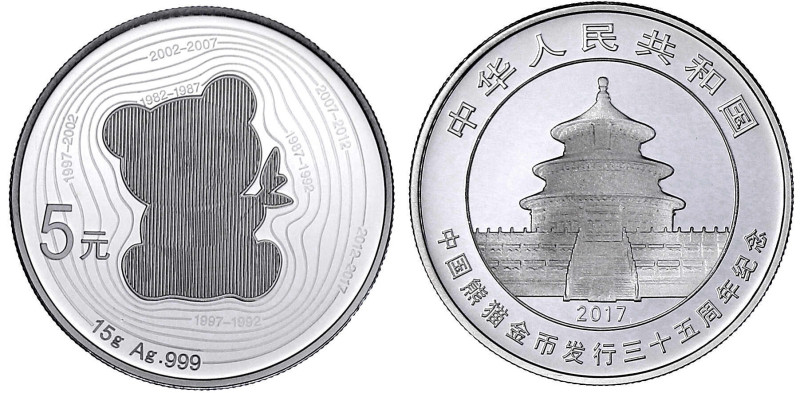 CHINA und Südostasien

China

Volksrepublik, seit 1949

5 Yuan Silber 2017...