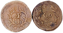 CHINA und Südostasien

Indien-portugiesisch

Lots

2 Kupfermünzen: 60 Reis (Tanga) o.J.(1828/1834) und 1840. schön/sehr schön und sehr schön...