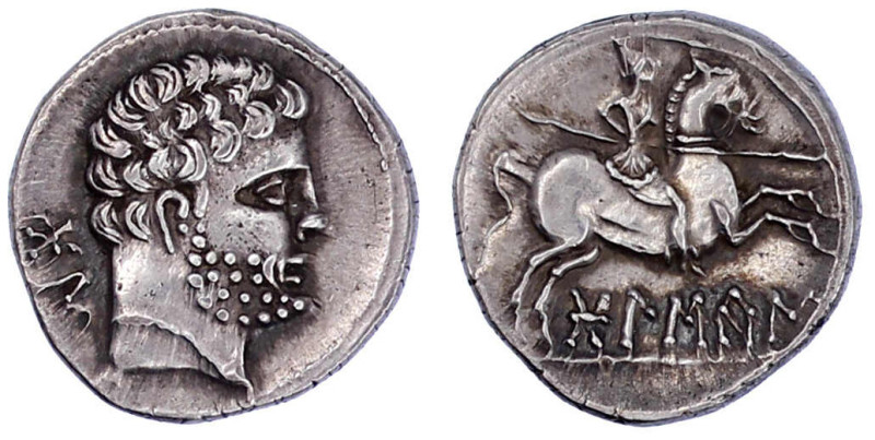 Kelten

Iberokelten

Bolscan (Osca)

Denar 133/100 v. Chr. XM. Bärtiger Ko...