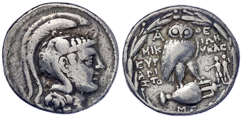 Altgriechische Münzen

Attika

Athen

Tetradrachme "neuer Stil" 196/87 v.C...