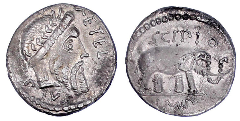 Römische Münzen

Römische Republik

Q. (Caecilius) Metellus Pius Scipio, 47/...