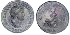 Römische Münzen

Kaiserzeit

Nero 54-68

Sesterz 65 Rom. Belorb. Brb. r./SC ROMA. Roma thront l. mit Victoriola. 26,03 g. sehr schön, überdurchs...