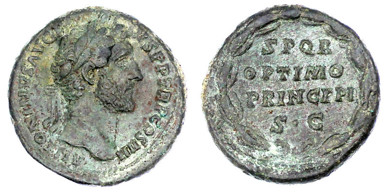 Römische Münzen

Kaiserzeit

Antoninus Pius, 138-161

As 145/161. Belorb. ...