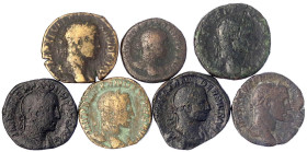 Römische Münzen

Kaiserzeit

Severus Alexander, 222-235

7 Bronzemünzen: 6 Sesterzen und 1 As. Mars, Sol, Providentia, Spes, etc. schön bis schö...