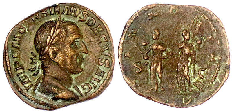 Römische Münzen

Kaiserzeit

Trajan Decius, 249-251

Sesterz 249/251. Bel....