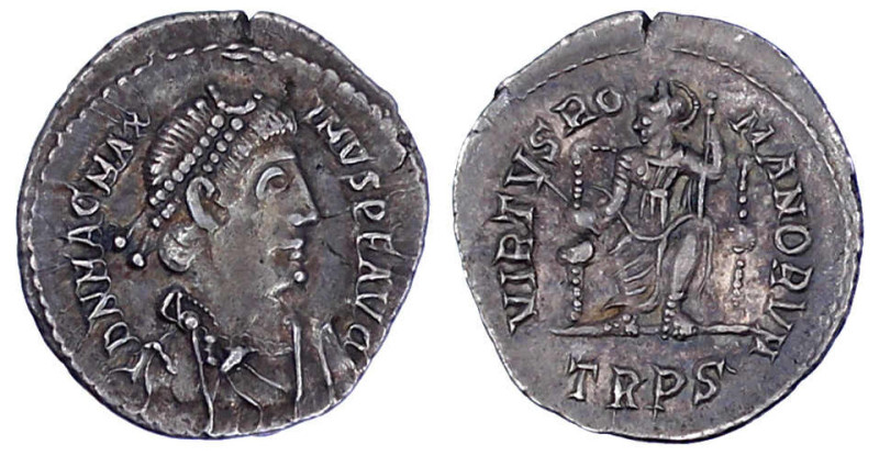 Römische Münzen

Kaiserzeit

Magnus Maximus, 383-388

Siliqua 383/388 Trie...