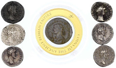 Lots antiker Münzen

Römer

Kaiserzeit

7 Münzen: Denare von Domitian, Antoninus Pius (3 X), Sept. Severus (2 X), Antoninian des Probus. schön b...