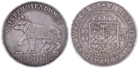 Altdeutsche Münzen und Medaillen

Anhalt-Bernburg

Victor Friedrich, 1721-1765

2/3 Feinsilber-Taler 1727 IIG, Stolberg. Wappen/Bär auf Mauer mi...