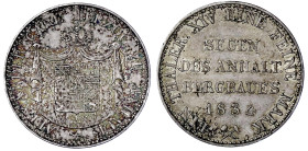 Altdeutsche Münzen und Medaillen

Anhalt-Bernburg

Alexander Carl, 1834-1863

Ausbeutetaler 1834. gutes vorzüglich, schöne Patina. Jaeger 59. Th...
