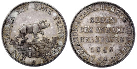 Altdeutsche Münzen und Medaillen

Anhalt-Bernburg

Alexander Carl, 1834-1863

Ausbeutetaler 1846 A. gutes vorzüglich, schöne Patina. Jaeger 66. ...