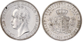 Altdeutsche Münzen und Medaillen

Anhalt-Dessau

Leopold Friedrich, 1817-1871

Vereinstaler 1863 A. Auf die Wiedervereinigung der Linien zu Anha...