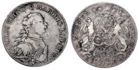 Altdeutsche Münzen und Medaillen

Baden-Durlach

Karl Friedrich, 1738-1806

Konventionstaler 1766 W, Durlach. Mit geschupptem Panzer. 27,80 g. f...