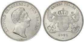 Altdeutsche Münzen und Medaillen

Baden-Durlach

Leopold, 1830-1852

Kronentaler 1832. Mit Stern und ohne Punkt hinter Baden. prägefrisch/fast S...