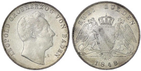 Altdeutsche Münzen und Medaillen

Baden-Durlach

Leopold, 1830-1852

Doppelgulden 1848. gutes vorzüglich. Jaeger 63. Thun 27. AKS 91.