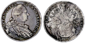 Altdeutsche Münzen und Medaillen

Bayern

Karl Theodor, 1777-1799

Madonnentaler 1779, München. H. St. am Armabschnitt. 27,85 g. sehr schön, etw...