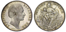 Altdeutsche Münzen und Medaillen

Bayern

Ludwig II., 1864-1886

Madonnentaler 1867. fast Stempelglanz, Prachtexemplar mit feiner Tönung. Jaeger...