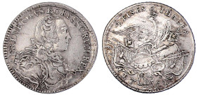 Altdeutsche Münzen und Medaillen

Brandenburg-Preußen

Friedrich II., 1740-1786

1/4 Taler 1751 B, Breslau. sehr schön/vorzüglich. Olding 32....
