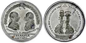 Altdeutsche Münzen und Medaillen

Brandenburg-Preußen

Friedrich II., 1740-1786

Zinnmedaille mit Kupferstift 1779 von Reich. Auf den Frieden vo...