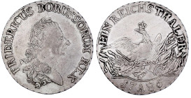 Altdeutsche Münzen und Medaillen

Brandenburg-Preußen

Friedrich II., 1740-1786

Reichstaler 1786 A, Berlin. Greisenantlitz. 22,02 g. sehr schön...