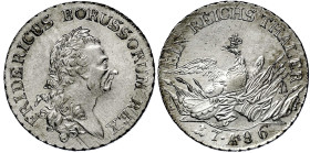 Altdeutsche Münzen und Medaillen

Brandenburg-Preußen

Friedrich II., 1740-1786

Sterbetaler 1786 A, Berlin. Mzz. zwischen zwei Punkten. gutes v...